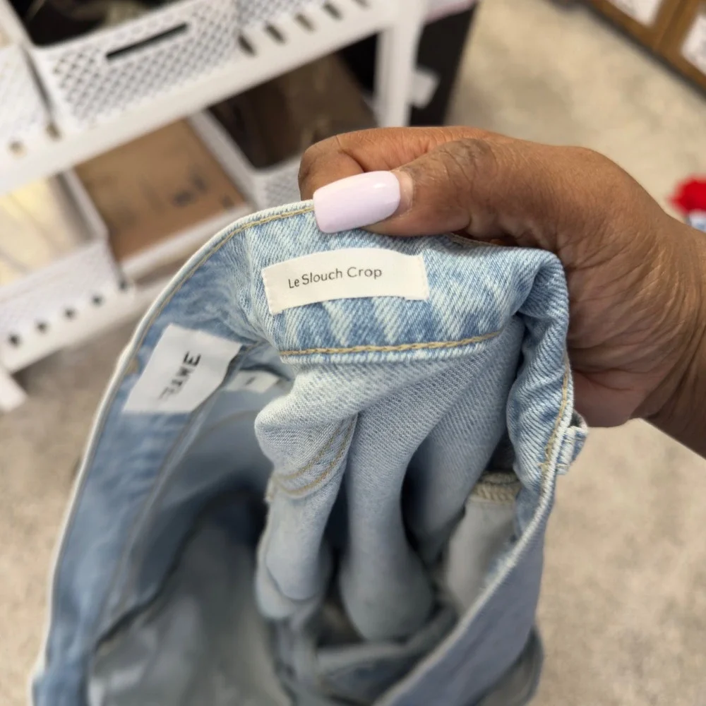 Frame Women Le Slouch Crop Jeans 33" Two Tone Light Wash‎ Button Fly Western - Picture 13 of 13